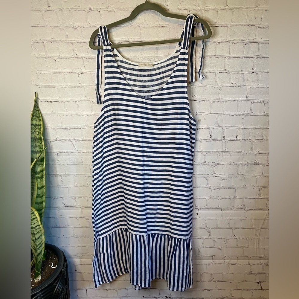 Striped Navy and White Tie-Shoulder Sundress